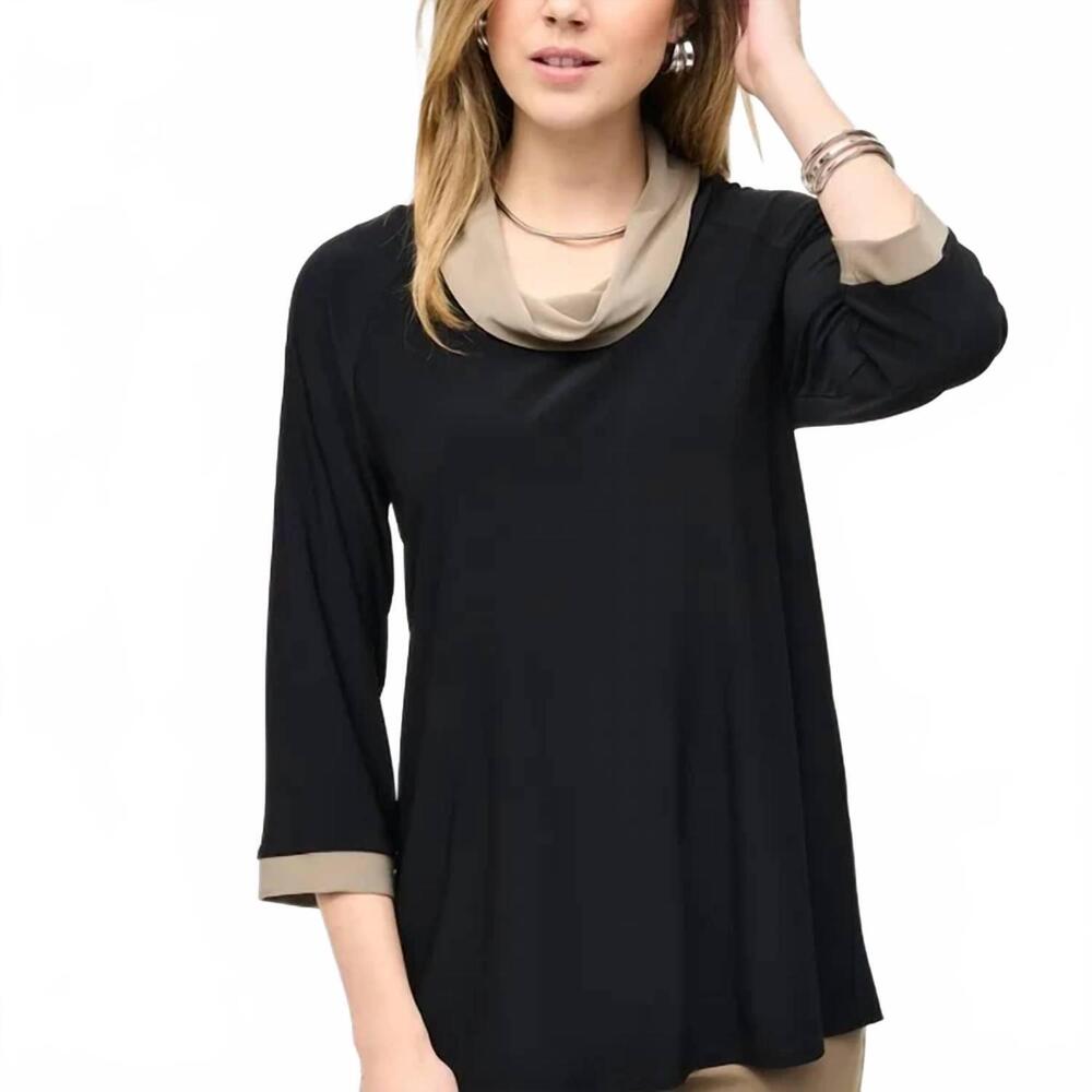 NEW JOSEPH RIBKOFF colour block tunic top in black